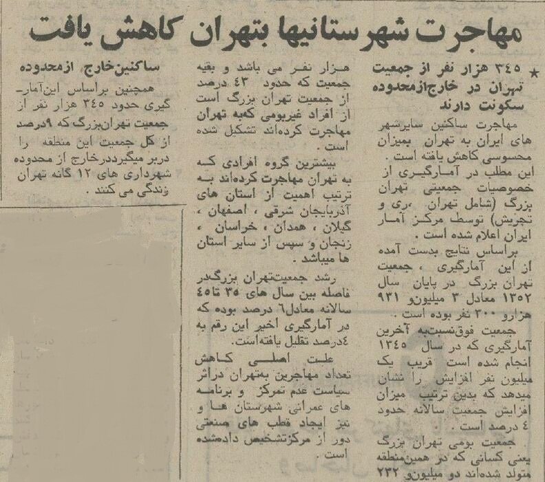 بیشترین مهاجران به تهران از کدام استانها بودند؟