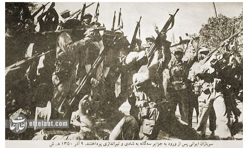 برای حفظ جزایر خلیجفارس ۳شهید دادیم +عکس اهتزاز پرچم ایران در جزیره بوموسی