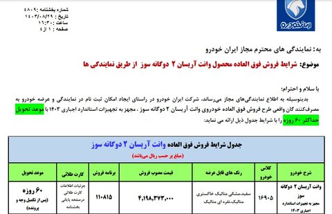 فروش جدید ایران خودرو ویژه آذر ۱۴۰۳ +قیمت و مهلت ثبت نام