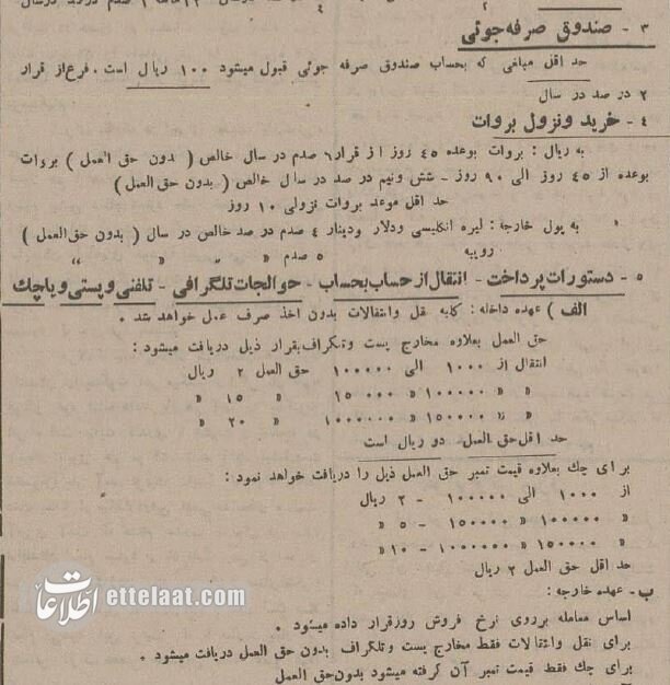 یک عکس تاریخی: بانکها ۹۰ سال پیش چقدر سود و کارمزد میگرفتند؟