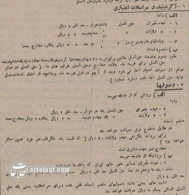 یک عکس تاریخی: بانک‌ها ۹۰ سال پیش چقدر سود و کارمزد می‌گرفتند؟