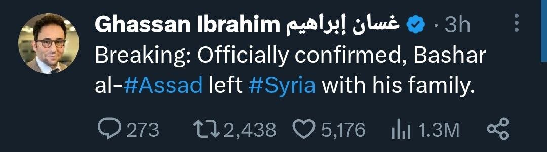 فوری| بشار اسد از سوریه فرار کرد؟