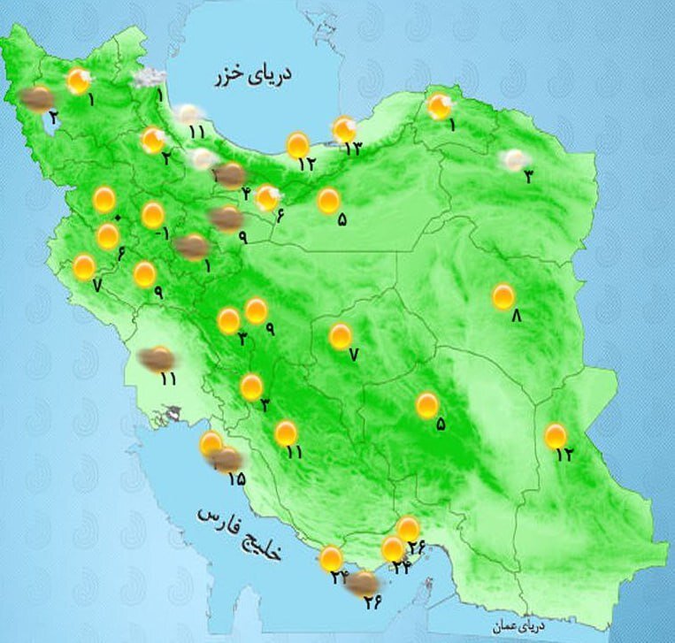 باراش باران در این مناطق کشور امروز شنبه ۱۷ آذر +نقشه هواشناسی