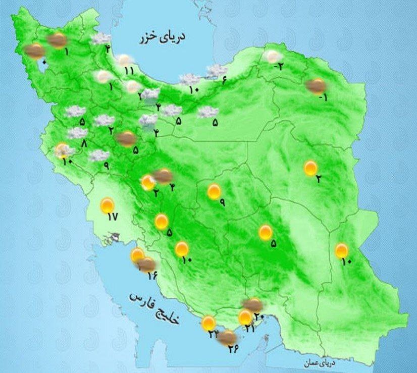 بارش برف در این مناطق کشور امروز قطعی است +نقشه هواشناسی