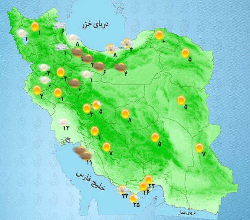 فعالیت سامانه بارشی در کشور؛ این ماطق منتظر بارش شدید باران و برف باشند +نقشه هواشناسی