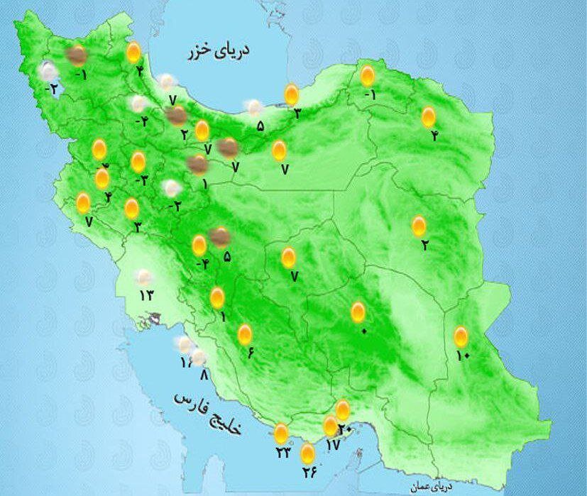 بارش شدید برف و باران امروز و فردا در این مناطق کشور +نقشه هواشناسی