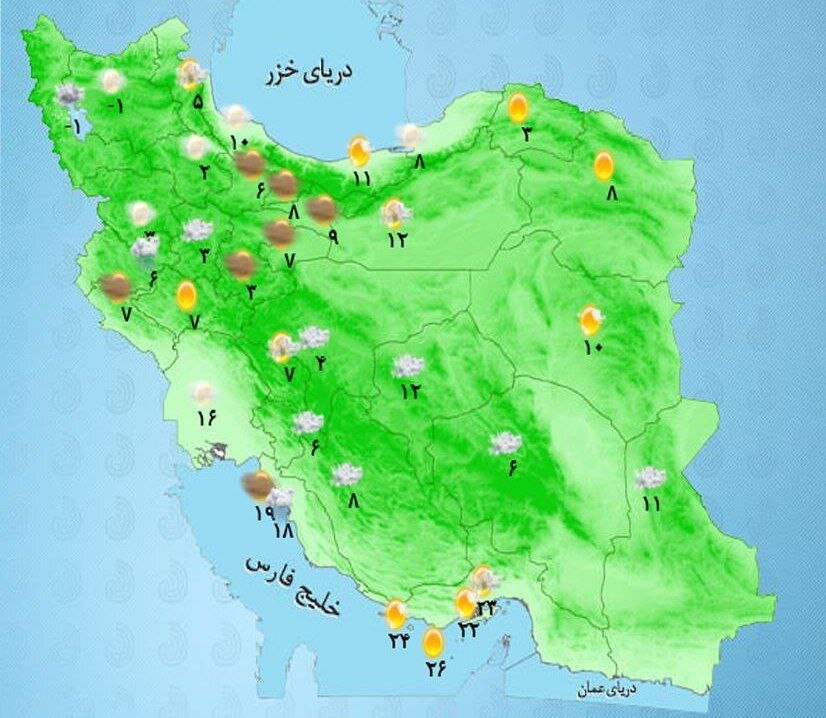 بارش سنگین برف وباران در این مناطق کشور امروز قطعی است +نقشه هواشناسی