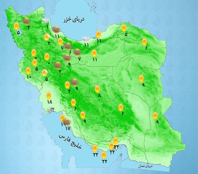 نقشه هواشناسی 14 بهمن