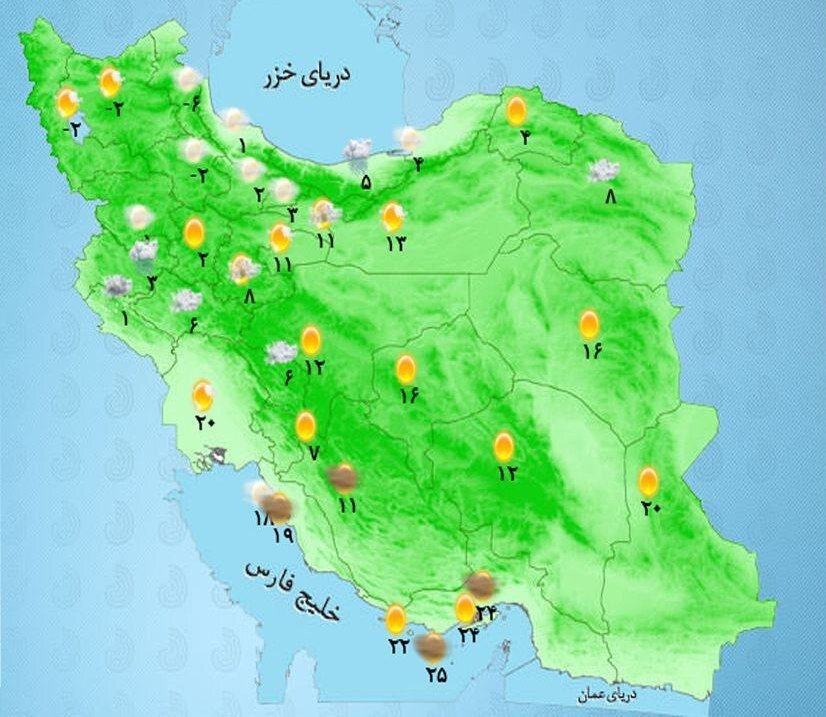 نقشه هواشناسی 13 اسفند