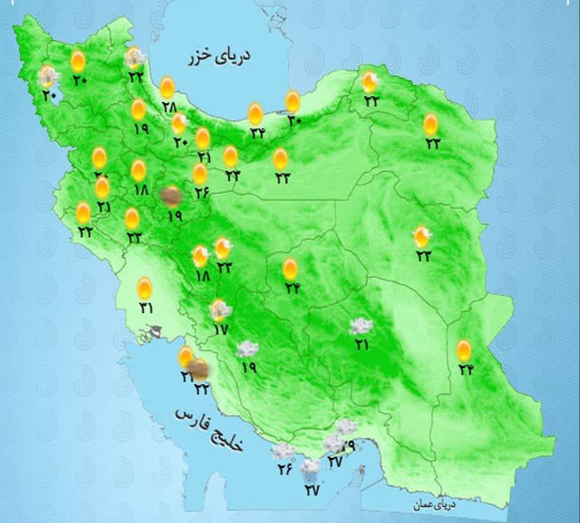 نقشه هواشناسی 28 اسفند