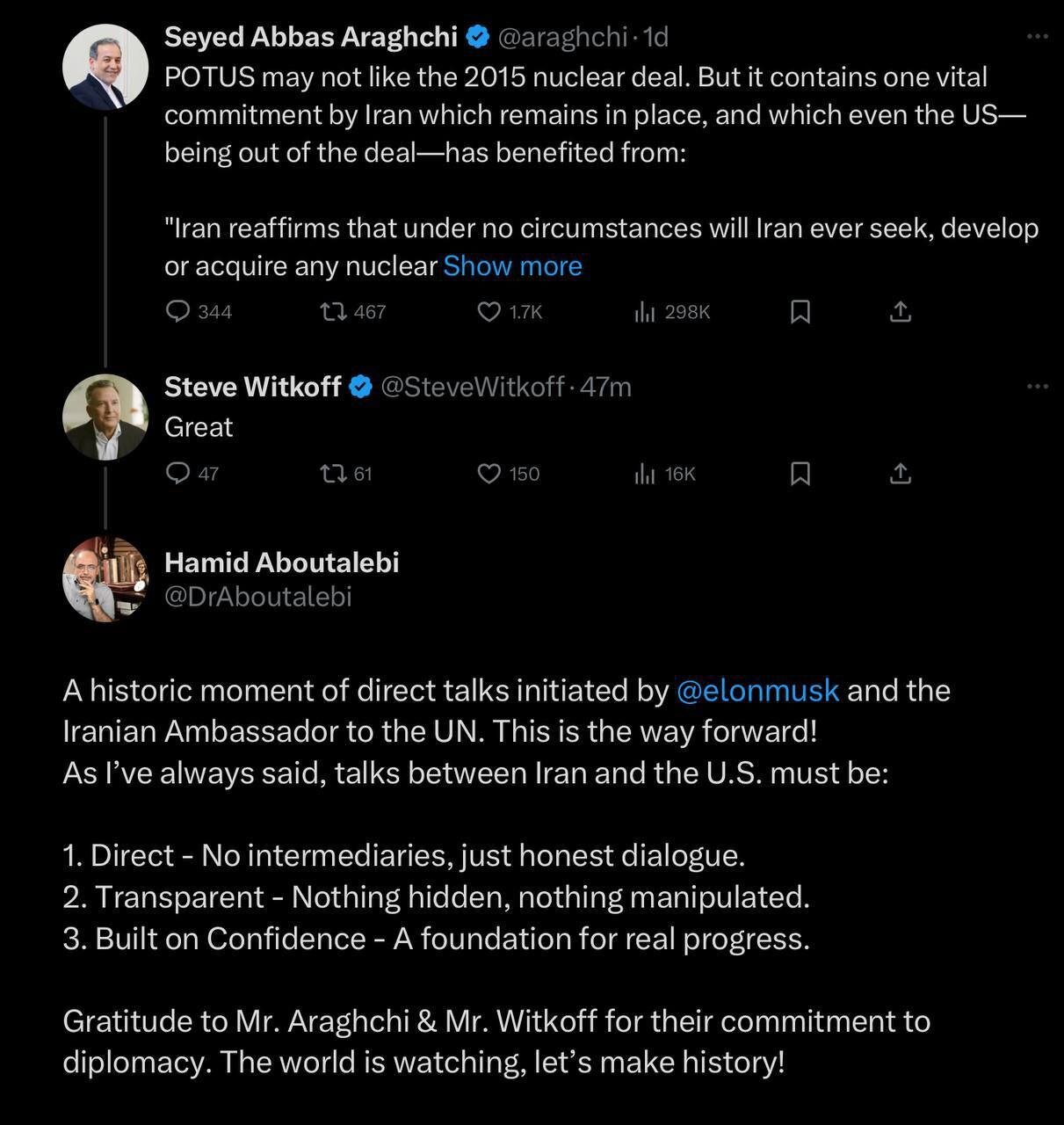 واکنش تاریخی نماینده ویژه ترامپ به توییت عراقچی!