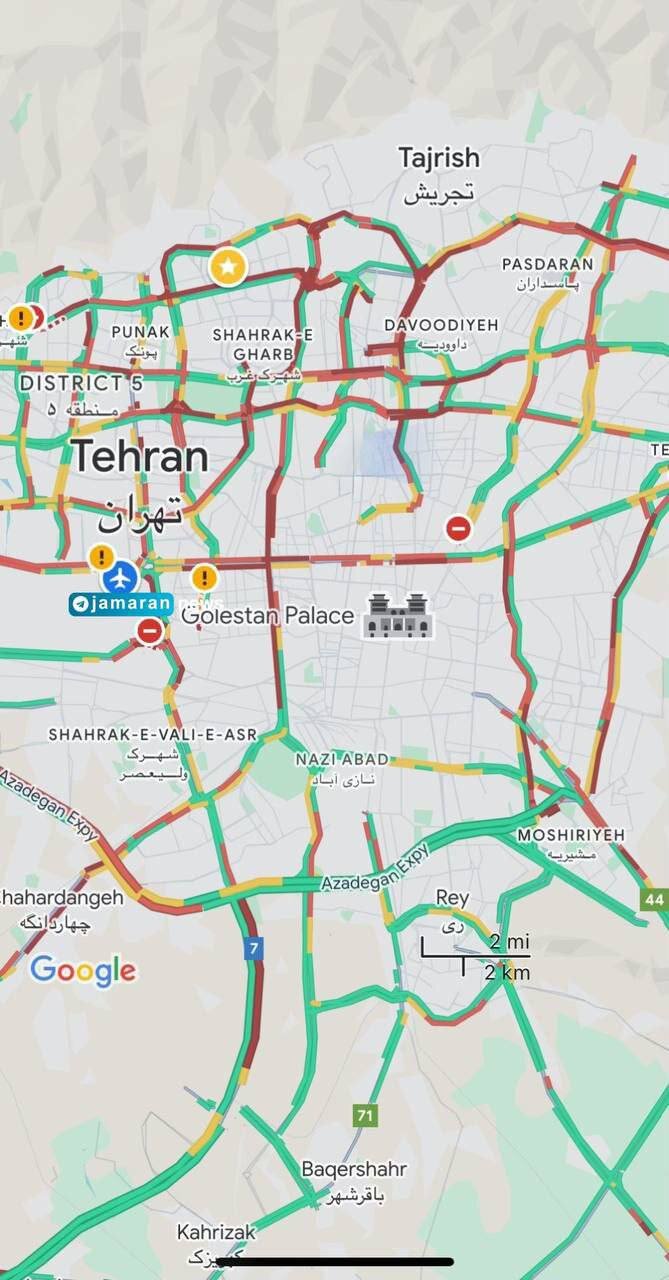 وضعیت ترافیکی تهران پس از طوفان شدید