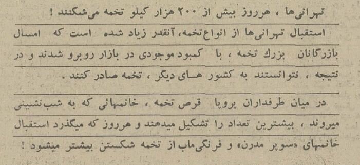 گزارش خواندنی از تخمهخوردن تهرانیها: روزی ۲۰۰ هزارکیلو!