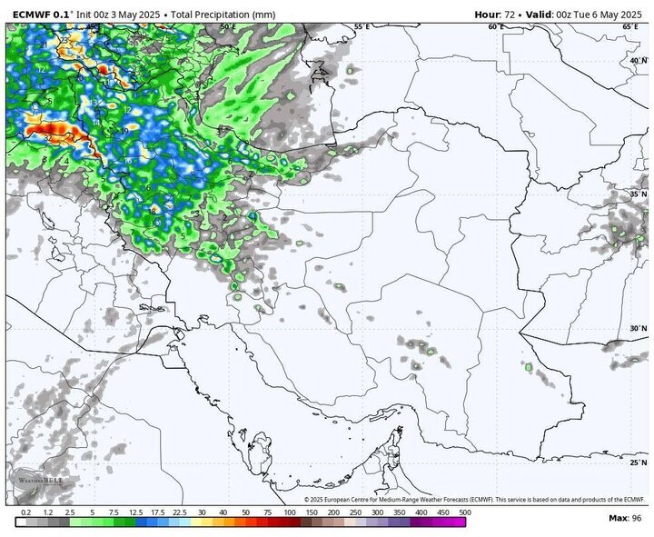 نقشه هواشناسی 14 اردیبهشت