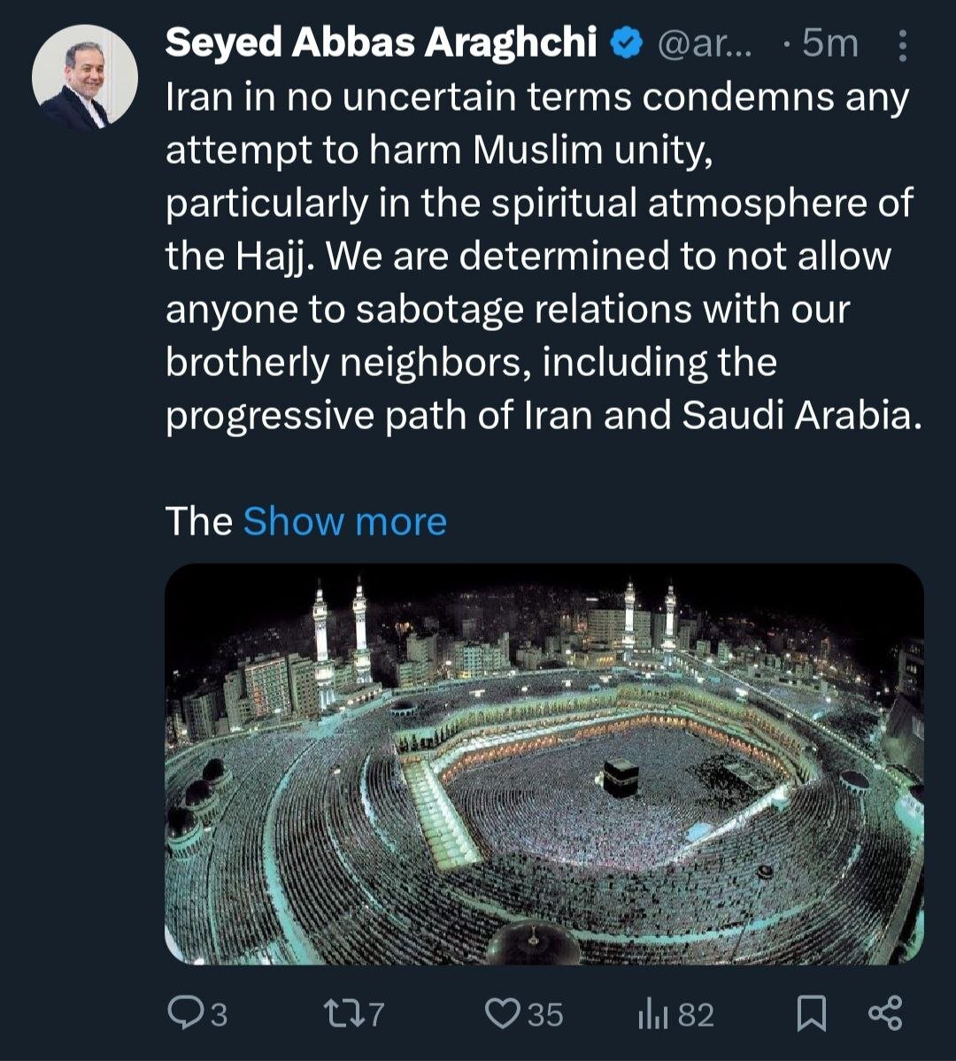 توییت عراقچی درباره دستگیری قاسمیان