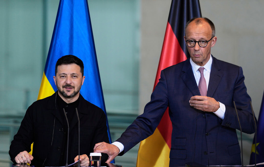 سوتی فنی در کنفرانس خبری رهبران آلمان و اوکراین +ویدیو