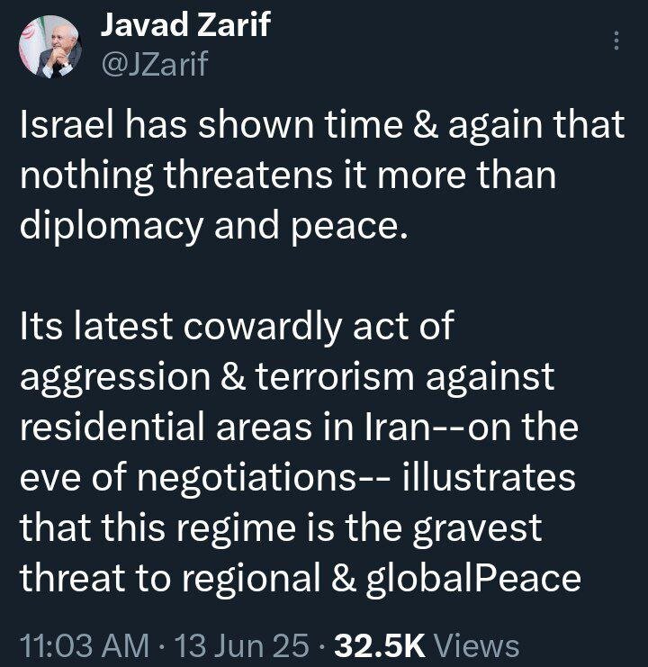ظریف: اسرائیل بزرگترین تهدید برای صلح منطقهای و جهانی است