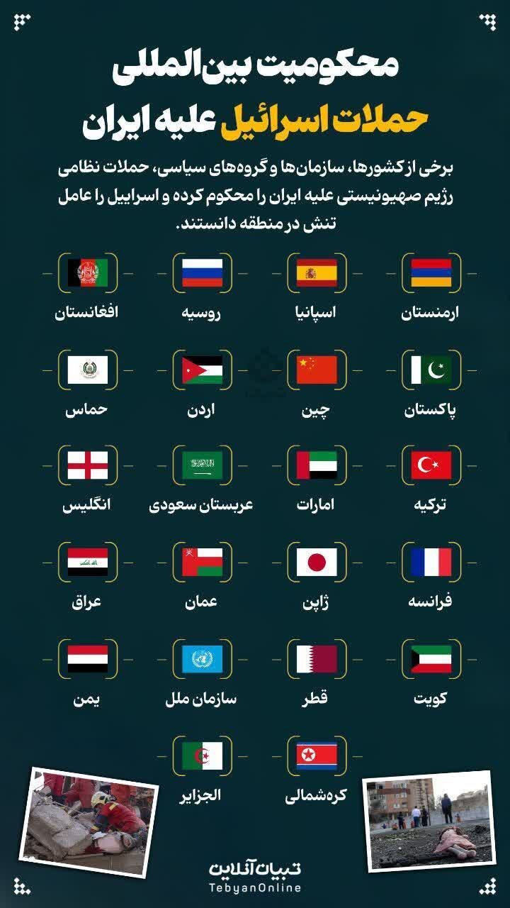 این کشورها حمله اسرائیل به ایران را محکوم کردند +عکس