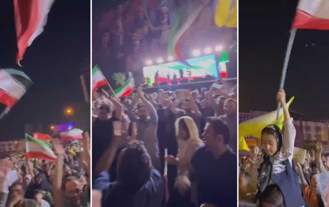 میدان انقلاب تهران؛ مردم به خیابان آمدند و برای شلیک ضدهوایی هورا می‌کشند +ویدیو