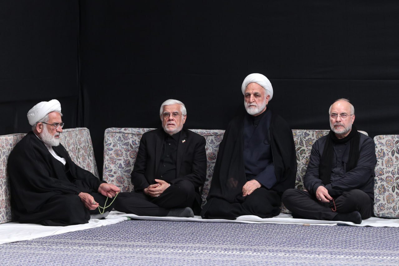 آقایان قالیباف، اژه‌ای، عارف و منتظری در حسینیه امام خمینی