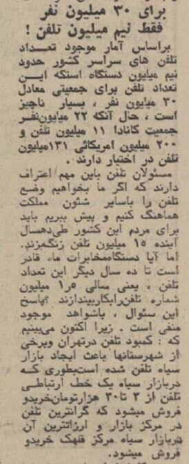 برای کل جمعیت ایران فقط ۵۰۰ هزار تلفن ثابت داشتیم!