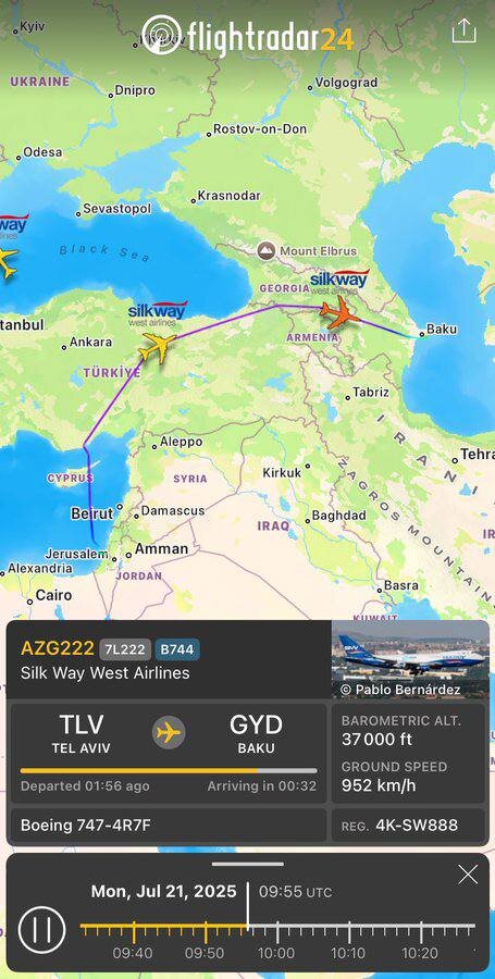 افزایش پروازهای باری نظامی میان آذربایجان و اسرائیل +عکس