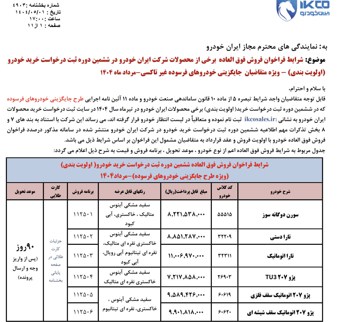 فروشش فوق‌العاده ایران خودرو مرداد 