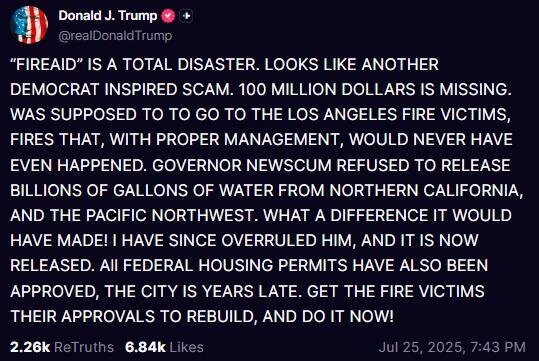 ترامپ دموکراتها را به دزدیدن ۱۰۰ میلیون دلار متهم کرد