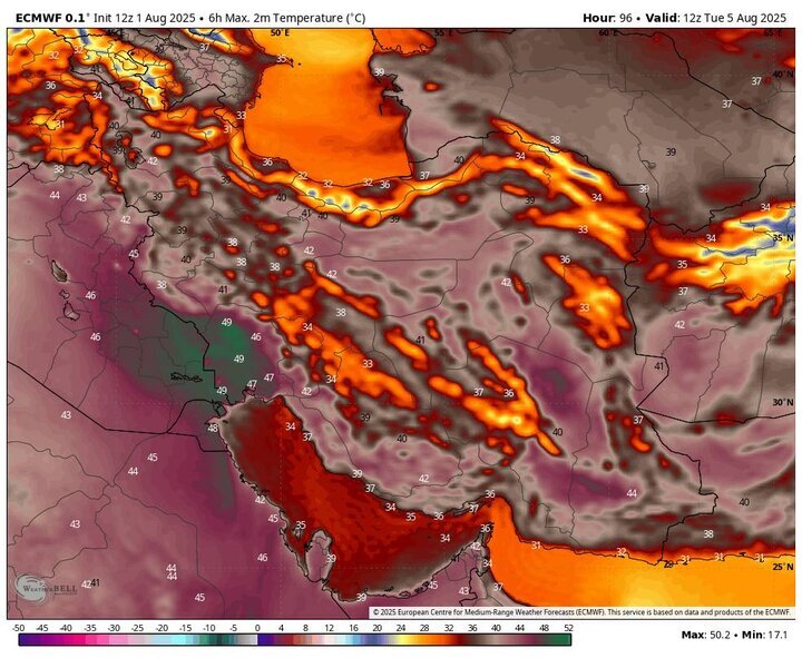 ۴ استان کشور برای بارش باران آماده باشند/ هشدار گرمای شدید: دمای ۵۰ درجه ادامه دارد