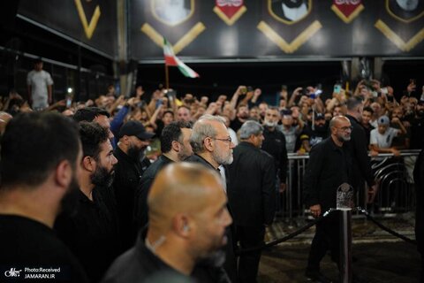حضور لاریجانی درمیان هواداران حزب‌الله بر سر مزار شهید نصرالله +تصاویر