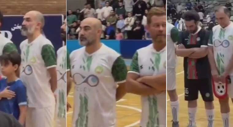 محسن تنابنده، هادی حجازی‌فر، محسن کیایی و پژمان بازغی سرود ملی را نخواندند! +ویدیو