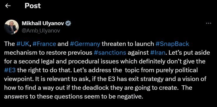 توییت میخائیل اولیانوف