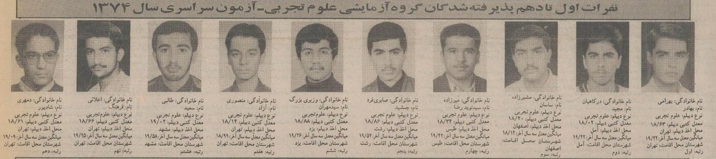 ۳۰ سال پیش تنها ۲ دختر در بین برگزیدگان کنکور حضور داشتند