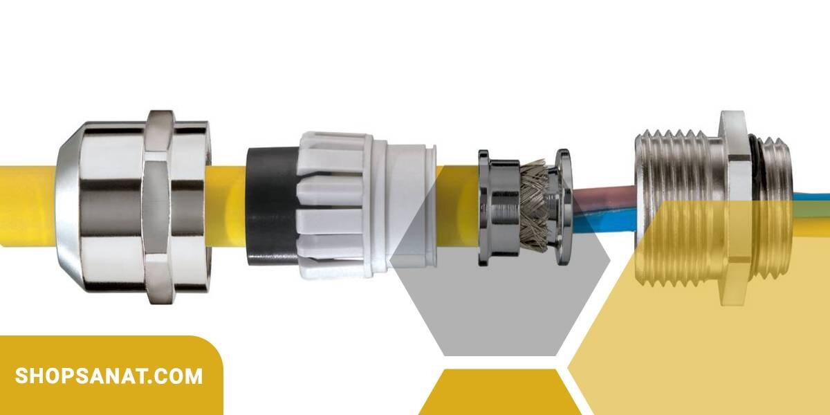 تصویر اجزای یک گلند ضد انفجار آرموردار