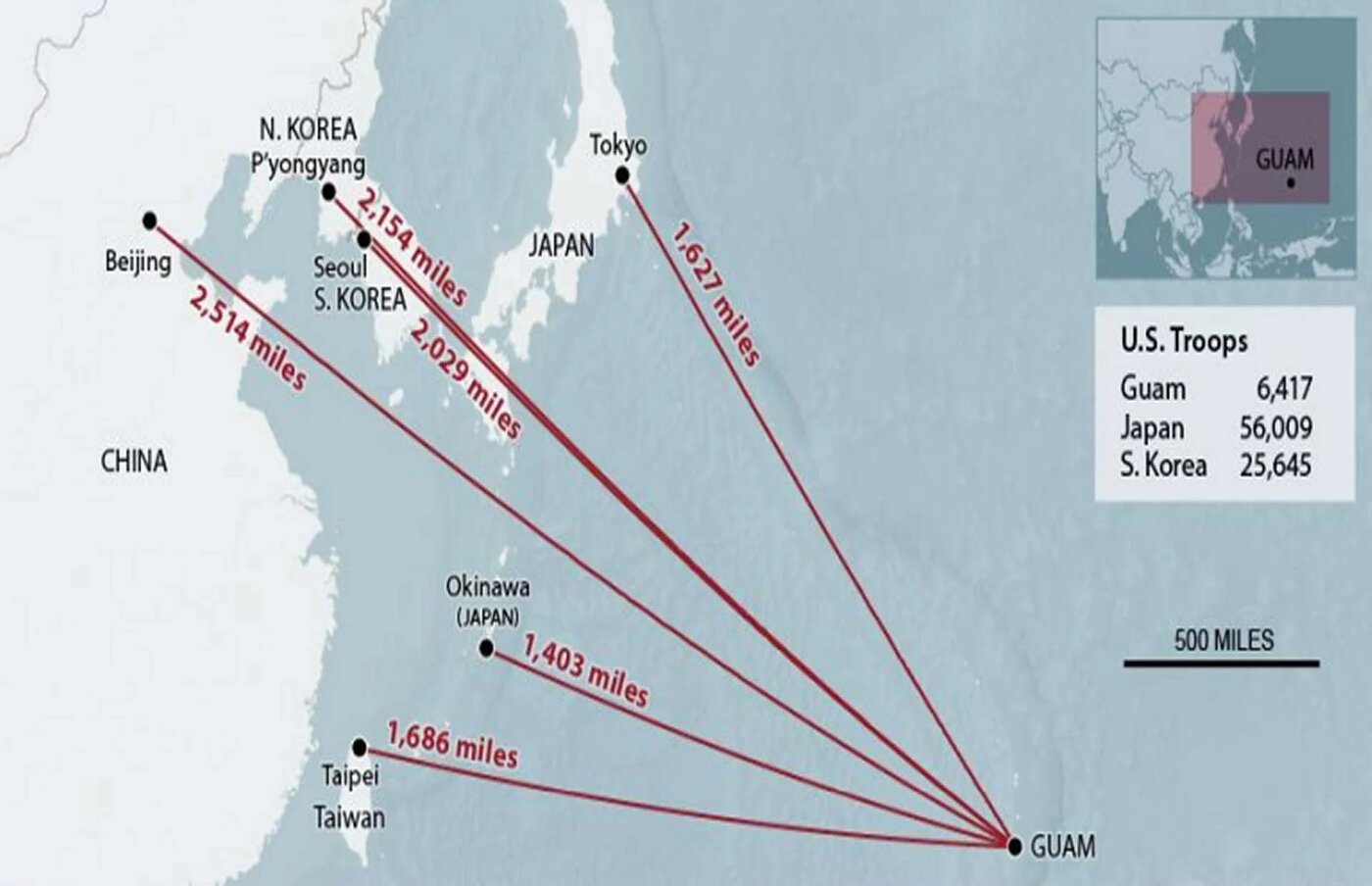 جنگ احتمالی چین و آمریکا در جزایر گوآم استارت خورد!