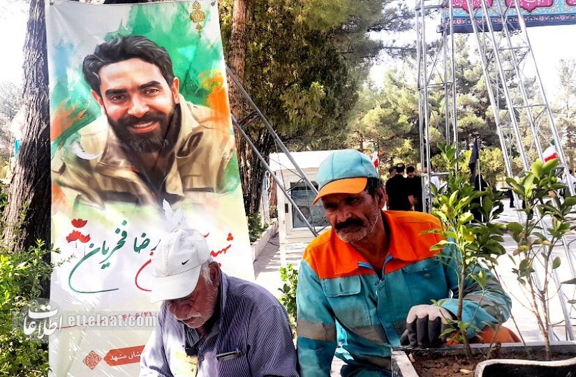 خداحافظی مردم مشهد با یک قهرمان؛ آتش‌نشان شهید به خانه ابدی رفت +تصاویر