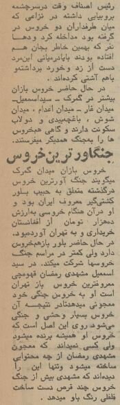 یک گزارش خواندنی از خروس بازان تهران در سال ۵۴