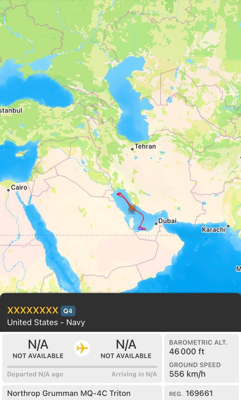 فوری| پرواز پهپاد آمریکایی بر فراز خلیج فارس برای جمعآوری اطلاعات از ایران +عکس