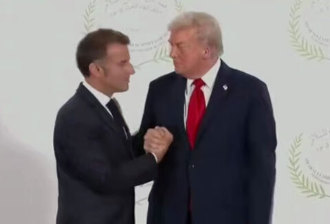 زورآزمایی ترامپ و مکرون سوژه شد +ویدیو