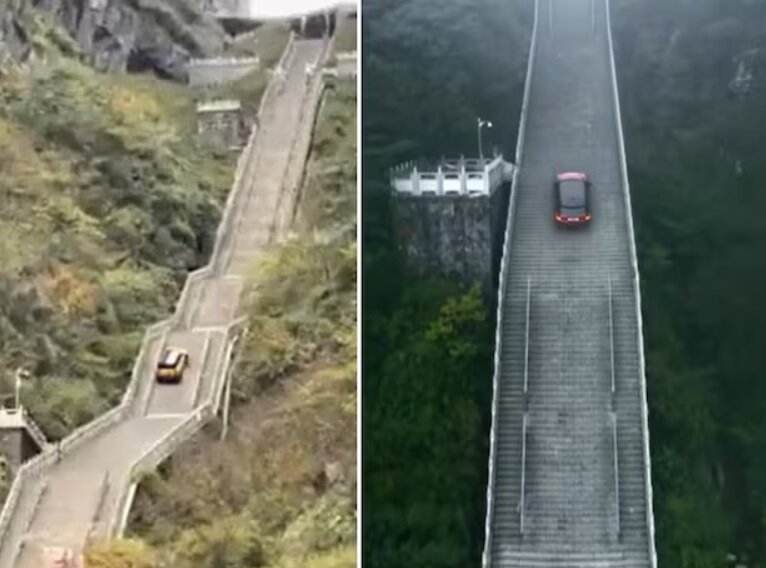 آبروی خودروی چری روی پلکان بهشت رفت! +ویدیو