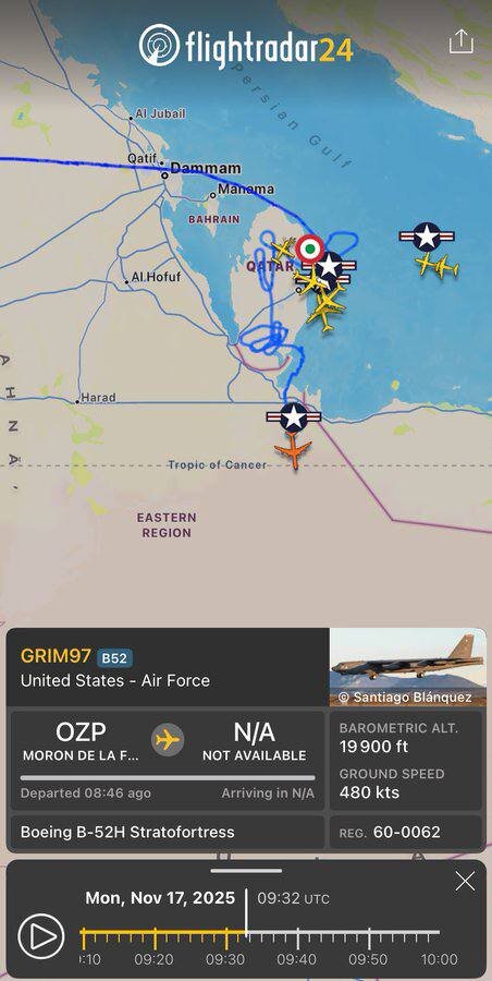 بمب افکنهای B-52 آمریکایی بر فراز خلیج فارس چه میکنند؟ +عکس