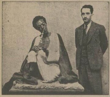 مشهورترین مجسمه‌ساز ایرانی در کنار مقبل نی‌زن! +عکس