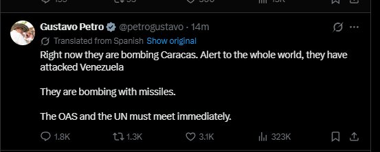 واکنش رئیسجمهور کلمبیا به موشکباران ونزوئلا: به دنیا هشدار میدهم!