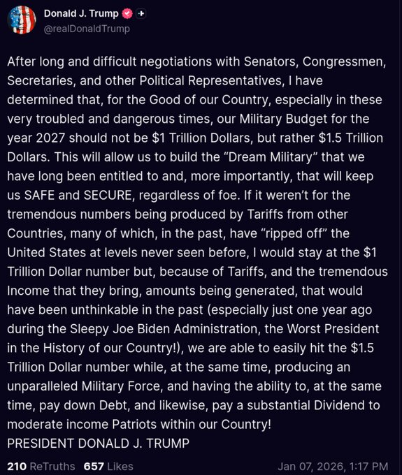 رویای نظامی ترامپ در سال ۲۰۲۷ برای آمریکا با بودجه ۱.۵ تریلیون دلاری!