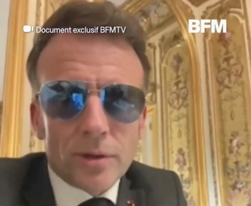 سخنان ماکرون با عینک دودی درباره کودکان و شبکه‌های اجتماعی +ویدیو