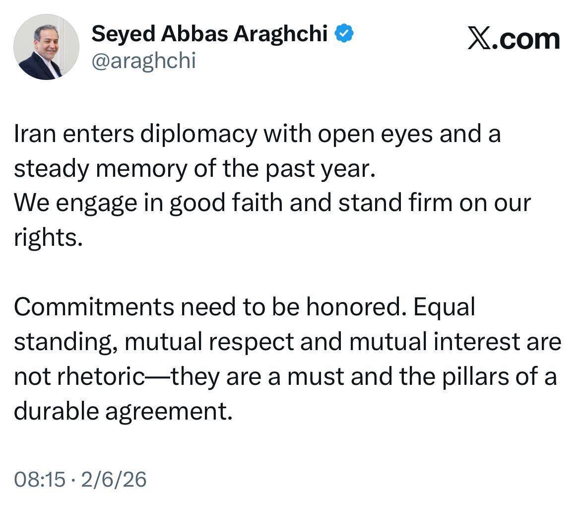 پیام عراقچی در آستانه