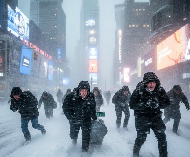 پارو کردن برف ساعتی ۳۰ دلار در نیویورک یخ‌زده! +ویدیو