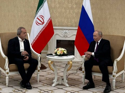 پوتین در دیدار پزشکیان: سلام مرا به آیت‌الله سیدمجتبی خامنه‌ای برسانید +ویدیو