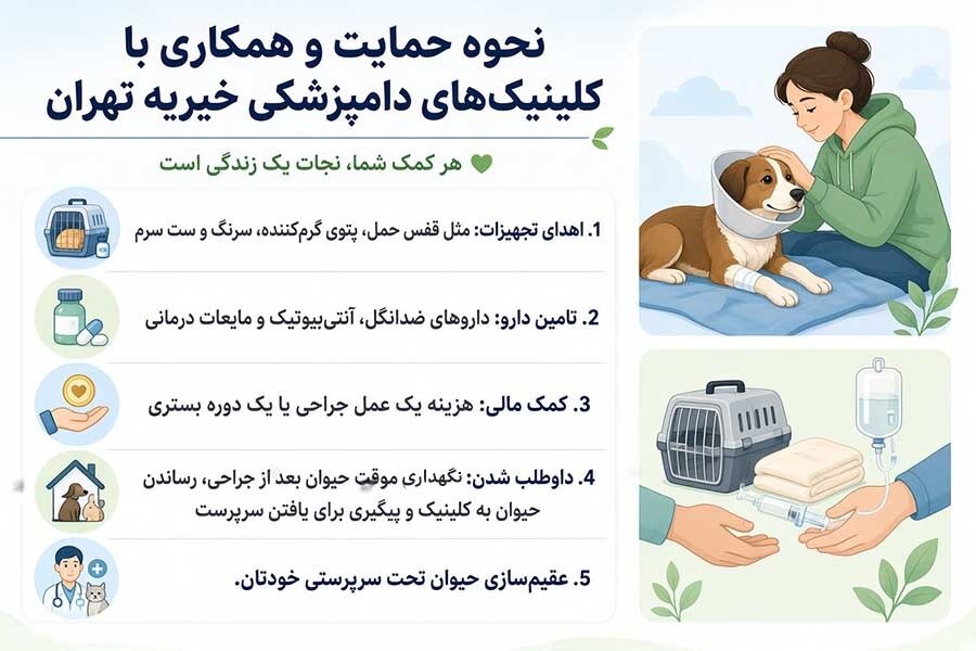 همکاری با کلینیکهای دامپزشکی خیریه تهران